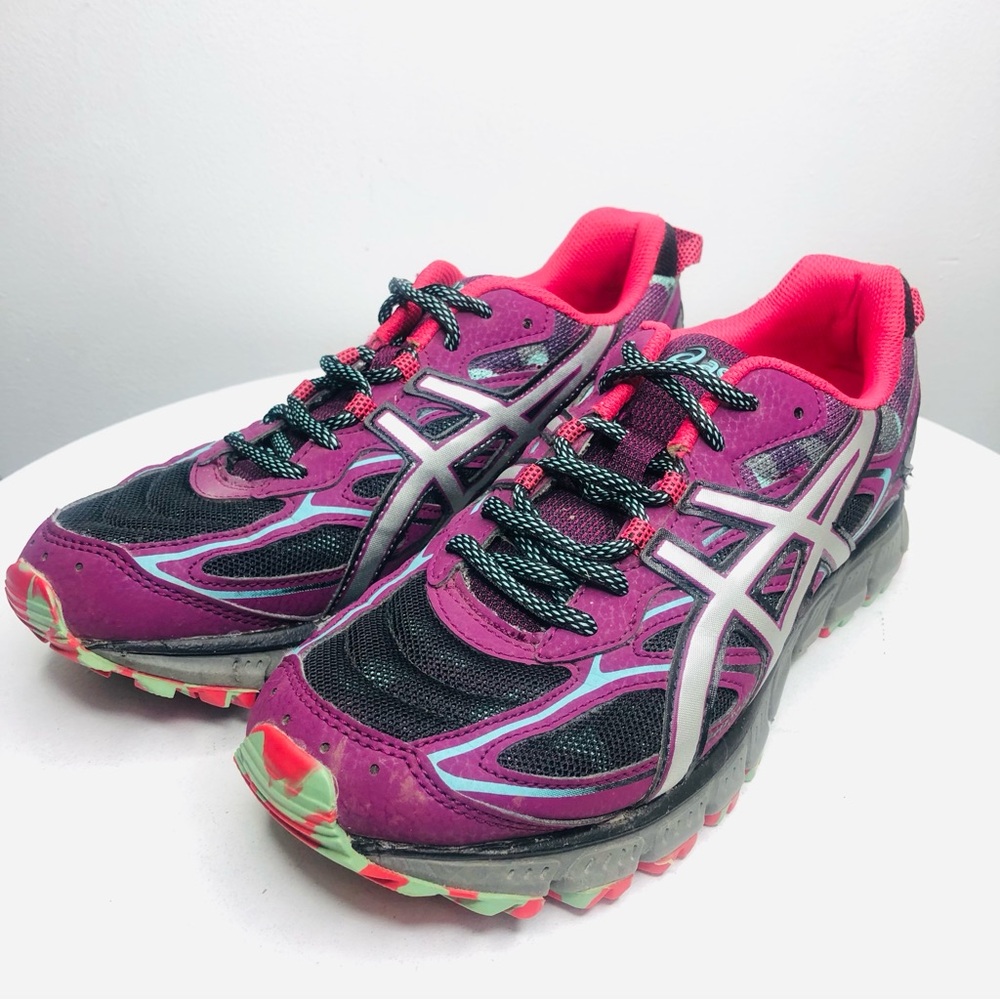 Asics GEL-SCRAM 3 T65BQ (D) black purple pink trail running shoes SZ 8.5. RR1 - Picture 2 of 9